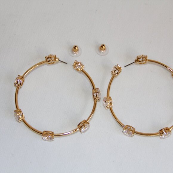 Swarovski Crystal Constella Gold Hoop Earrings. Gorgeous Large (2 ½”) - Picture 13 of 13